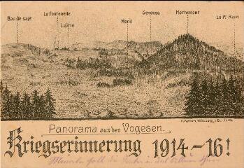 Panorama aus den Vogesen. Kriegsrinnerung 1914-16!