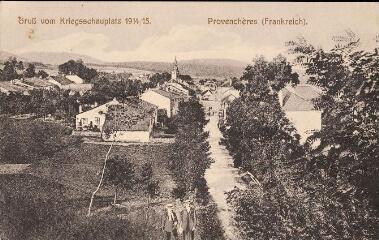 Gru? vom Kriegsschauplatz 1914/15. Provenchères (Frankreich) [Salutations du théâtre des opérations 1914/15. Provenchères (France)].