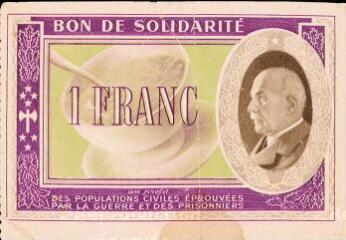 Bon de solidarité (valeur faciale : 1 franc).