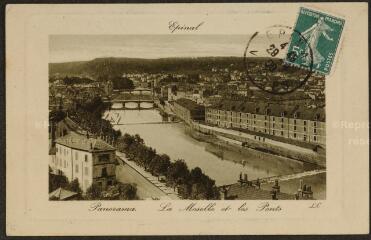 Épinal. - Panorama. La Moselle et les ponts.