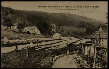 Tissage de toiles et linge de table des Vosges - Vue du blanchiment sur pré "Peiffer Fils, Epinal".