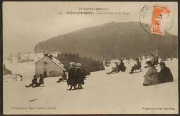 Gérardmer. Les glissades sur la neige.