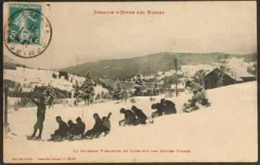 Semaine d'hiver dans les Vosges. - La jeunesse vosgienne en luge sur les Hautes Vosges [Gérardmer].