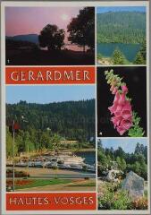 Gérardmer (Vosges). - 1 - Coucher de soleil. 2-3 - Le lac. 4 - Digitale. 5 - Décoration florale.