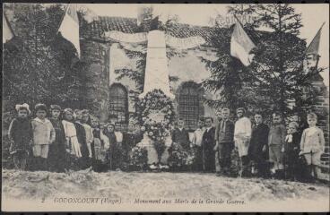 Godoncourt. - Monument aux morts de la Grande Guerre [inauguration].