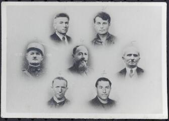 [Portieux]. - Portraits en médaillon de sept civils exécutés par les Allemands.