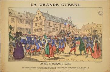 La Grande Guerre. L'entrée des Français en Alsace - Défilé des régiments français devant l'hôtel de ville de Mulhouse (n° 1).