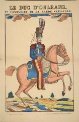 Le duc d'Orléans, 1er canonnier de la Garde nationale.