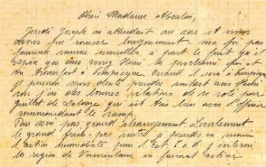 Lettre originale d’Alfred Pinck donnant des nouvelles d’Henri Absalon et annonçant la nomination d’Alfred Pinck à la tête de l’Action immédiate régionale.