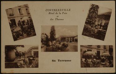 Contrexéville. - Hôtel de la Paix et des Thermes. Sa terrasse.