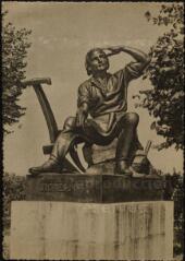 Basilique sainte Jeanne d'Arc au Bois Chenu. Statue de Jacques d'Arc. Père de sainte Jeanne d'Arc.