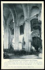 Neufchâteau. - Église S[ain]t-Nicolas (début du XIIIe siècle, parties basses plus anciennes). Intérieur de la nef, côté nord. Vu du chœur. Édifice de caractère champenois. - A. P. - Monument historique.