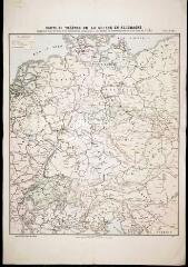 Carte du théâtre de la guerre en Allemagne comprenant tous les États de la Confédération germanique, les duchés du Schleswig-Holstein et le nord de l'Italie. (Guerre de 1866).