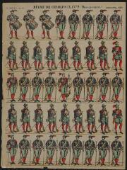 Régne de Charles IX 1572. (Mousquetaires) (n° 391). [Catalogue spécial des soldats - soldats français - troupes anciennes - 5 rangs à pied, 44 sujets].