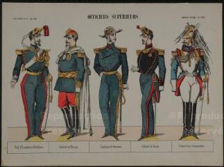 Officiers supérieurs (n° 431). [Catalogue spécial des soldats - soldats français - tenues antérieures à 1875 - 1 rang à pied - 5 sujets].