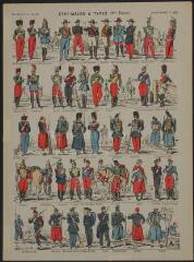 État-major et types (2me Empire) (n° 483). [Catalogue spécial des soldats - soldats francais - tenues antérieures à 1875 - 5 rangs à pied - 48 sujets].