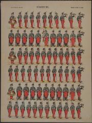 Chasseurs (n° 496). [Catalogue spécial des soldats - soldats francais - tenues antérieures à 1875 - 6 rangs à pied - 69 sujets].