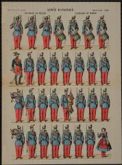 Armée espagnole, chasseurs de Madrid (n° 605). [Catalogue spécial des soldats - soldats étrangers - Espagne - ancienne tenues - 4 rangs à pied - 31 sujets].