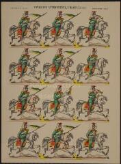 Cavalerie autrichienne, Uhlans (lanciers) (n° 627). [Catalogue spécial des soldats - soldats étrangers - Autriche - 4 rangs à cheval - 12 sujets].