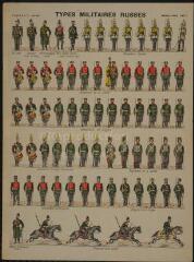 Types militaires russes (n° 671). [Catalogue spécial des soldats - soldats étrangers - Russie - 6 rangs à pied - 71 sujets].