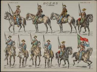 Boers à cheval (n° 825). [Catalogue spécial des soldats - soldats étrangers - Boers - 2 rangs à cheval - 10 sujets].