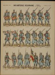 Infanterie roumaine - Tenue de campagne (n° 850). [Soldats - Roumanie - 3 rangs à pied - 21 sujets].