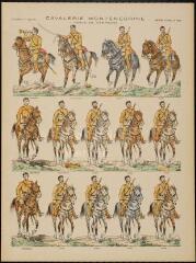 Cavalerie monténégrine - tenue de campagne - (n° 898). [Catalogue spécial des soldats - soldats étrangers - Monténégro - 3 rangs à cheval - 14 sujets].