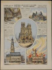 L'Attila du XXème siècle et ses hordes : Louvain, Reims, Arras (n° 89). [Catalogue spécial des images - image ordinaire - guerre 1914-191 - 6 vignettes].