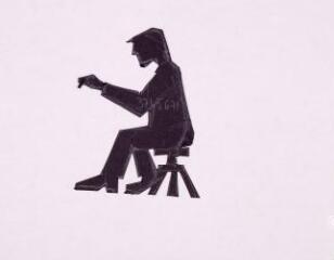 [Les métiers de l'imagerie : un homme assis sur un tabouret et tenant un crayon].