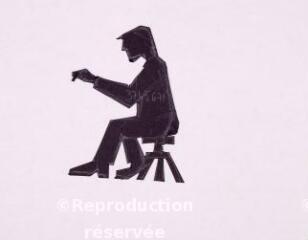 [Les métiers de l'imagerie : un homme assis sur un tabouret et tenant un crayon].