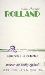 Marie-Christine Rolland, aquarelles- eaux-fortes, 28 octobre-4 novembre 1986.