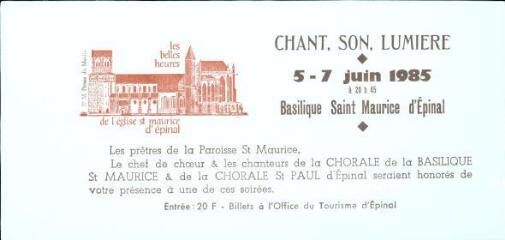 Chant-Son-Lumière, 5-7 juin 1985 à 20h45.
