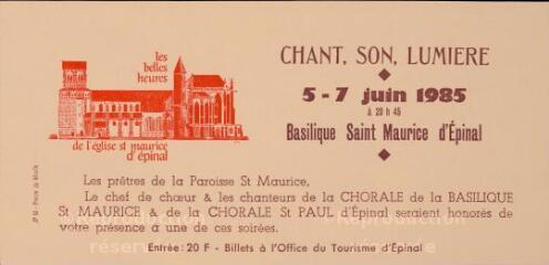 Chant-Son-Lumière, 5-7 juin 1985 à 20h45.