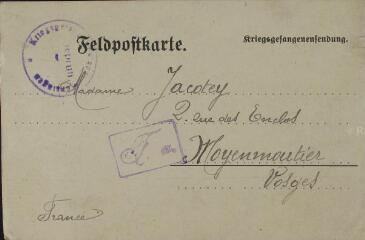 Camp de Münsingen. – Transfert du courrier : carte postale.