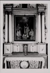 Bettoncourt - chapelle Saint-Martin-Saint-Sébastien. – Vue d'un retable ; tableau d'un prêtre présenté à saint Nicolas et saint Charles Borromée - XVIIIe siècle.