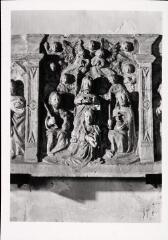 Courcelles-sur-Châtenois - église. – Détail d'un retable représentant le couronnement de la Vierge - XVIe siècle.