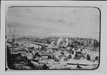 Lithographie représentant Vallérysthal et sa cristallerie.