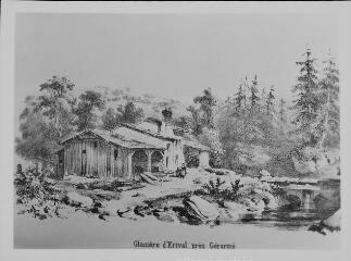 Lithographie représentant la glacière d'Erival près de Gérarmé (sic).