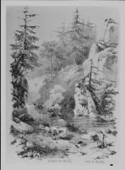 Lithographie représentant la vallée des Roches au Val-d'Ajol.