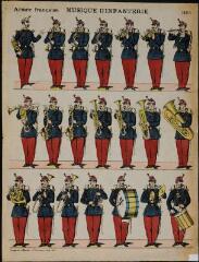 1 vue Armée française. Musique d'infanterie (n° 1493). [Soldats à 3 rangs].