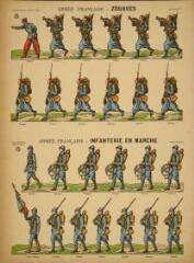 1 vue Armée française - Zouaves (n° 11). Armée française - Infanterie en marche (n° 12).