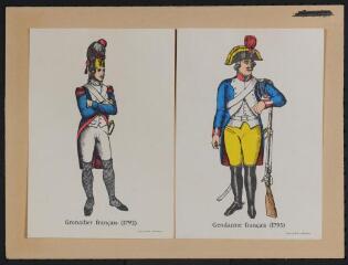 1 vue  - Grenadier français (1792), Gendarme français (1793). (ouvre la visionneuse)
