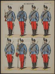 1 vue  - Hussards (n° 34). [Catalogue spécial des soldats - soldats français - 2 rangs à pied - 8 sujets]. (ouvre la visionneuse)