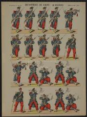 1 vue  - Infanterie de ligne : en tirailleur (n° 110). [Catalogue spécial des soldats - soldats français - 4 rangs à pied - 24 sujets]. (ouvre la visionneuse)