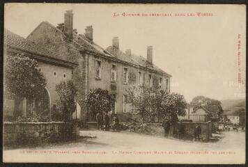 1 vue  - La Bourgonce (Vosges), près Nompatelize. La maison commune (mairie et écoles) incendiée par les obus. (ouvre la visionneuse)